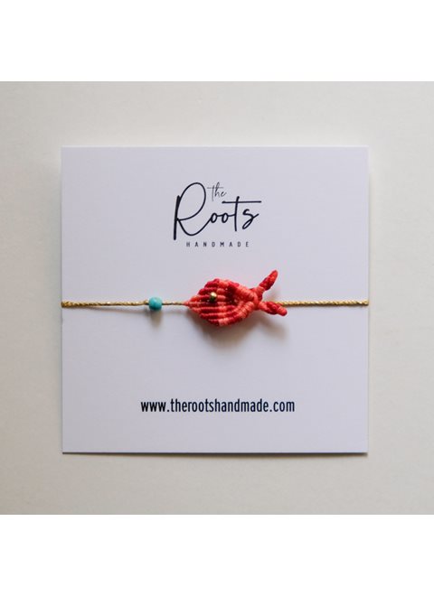 The Roots Fish Macrame Bracelet Red Coral