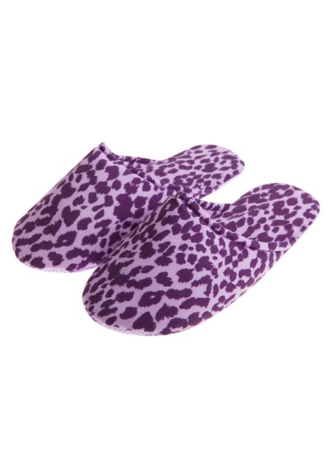 Cosy Purple Animal Print Slippers