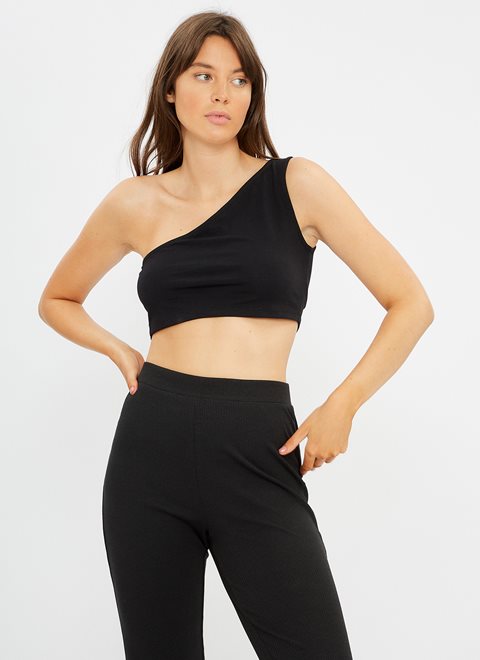 Noisy May Kerry Black One Shoulder Cropped Top